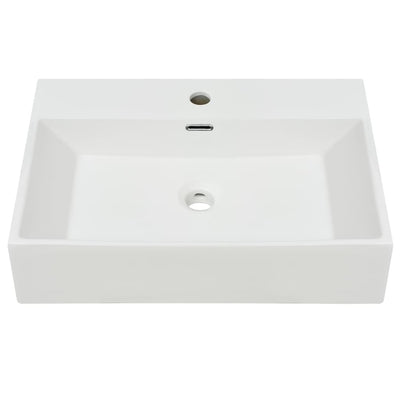 vidaXL Basin with Faucet Hole Ceramic White 76x42.5x14.5 cm