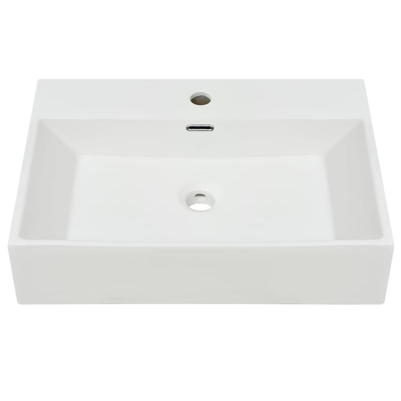 vidaXL Basin with Faucet Hole Ceramic White 76x42.5x14.5 cm