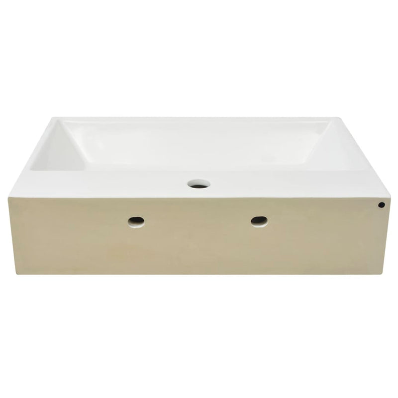 vidaXL Basin with Faucet Hole Ceramic White 76x42.5x14.5 cm