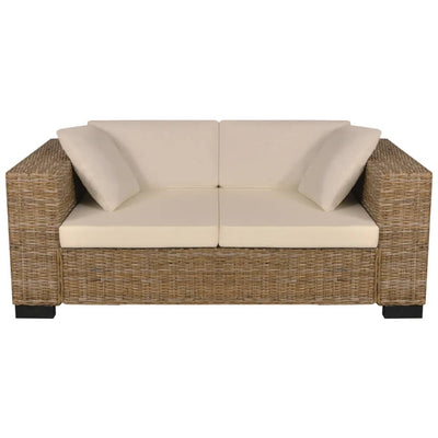 vidaXL Seven Piece 2-Seater Sofa Set Real Rattan