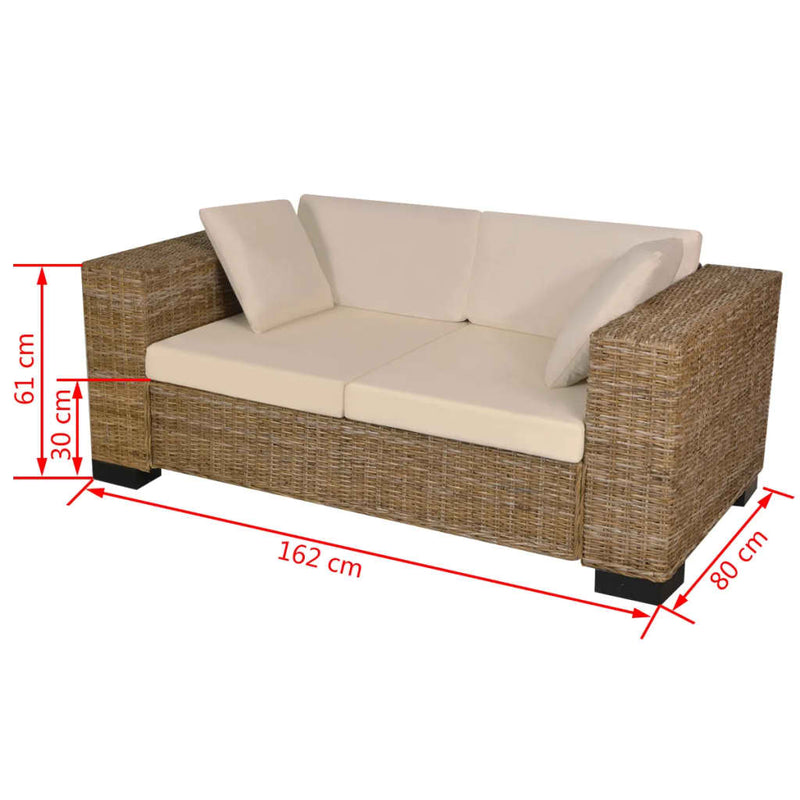 vidaXL Seven Piece 2-Seater Sofa Set Real Rattan