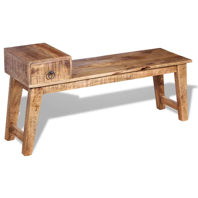 vidaXL Bench with Drawer Solid Mango Wood 120x36x60 cm