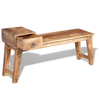 vidaXL Bench with Drawer Solid Mango Wood 120x36x60 cm