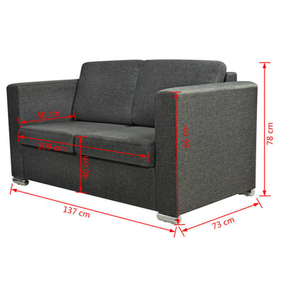 vidaXL 2-Seater Sofa Fabric Dark Grey