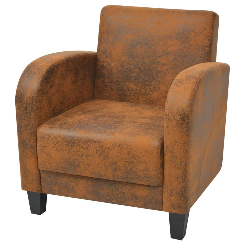 vidaXL Armchair Brown Faux Suede Leather