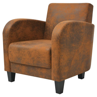 vidaXL Armchair Brown Faux Suede Leather