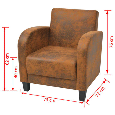 vidaXL Armchair Brown Faux Suede Leather