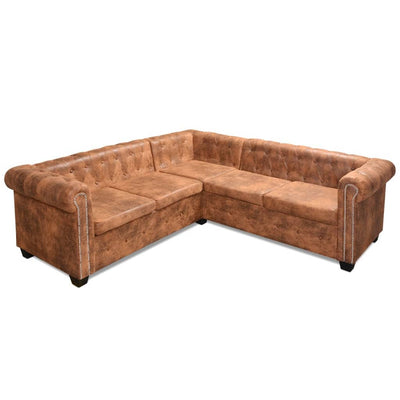 vidaXL Chesterfield Corner Sofa 5-Seater Artificial Leather Black