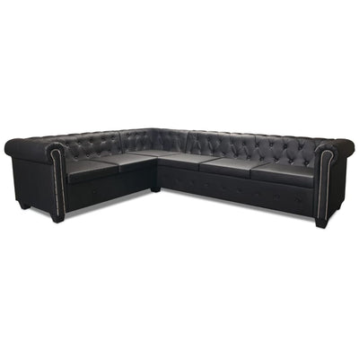 vidaXL Chesterfield Corner Sofa 6-Seater Artificial Leather Black