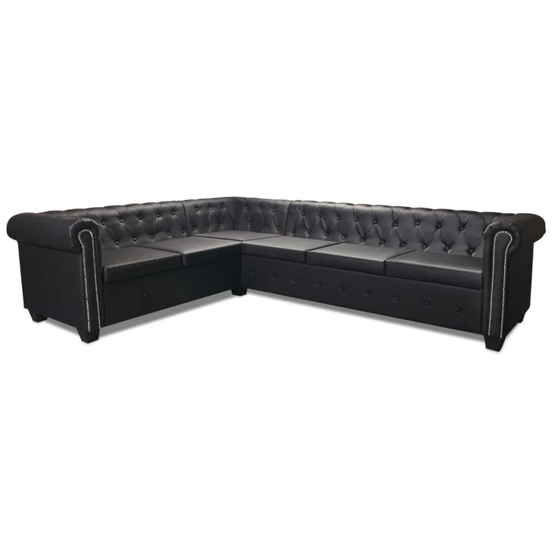 vidaXL Chesterfield Corner Sofa 6-Seater Artificial Leather Black
