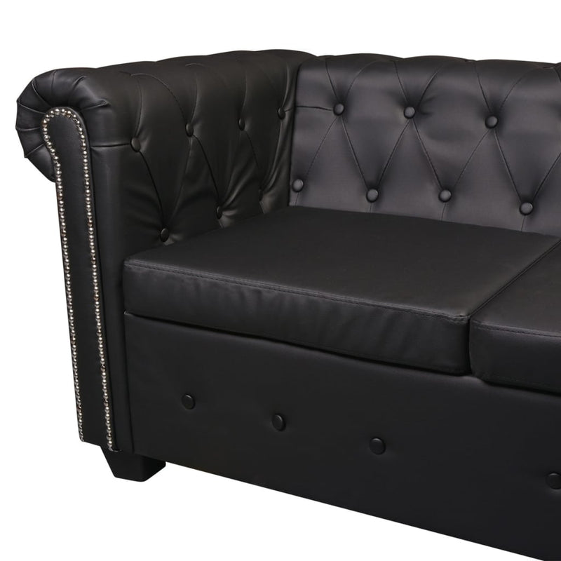 vidaXL Chesterfield Corner Sofa 6-Seater Artificial Leather Black