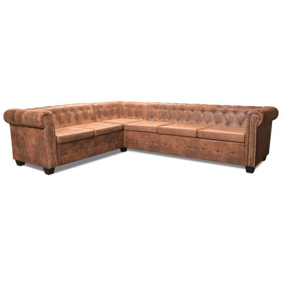 vidaXL Chesterfield Corner Sofa 6-Seater Artificial Leather Black