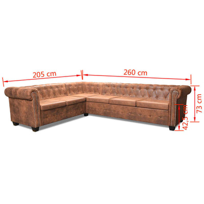 vidaXL Chesterfield Corner Sofa 6-Seater Artificial Leather Black
