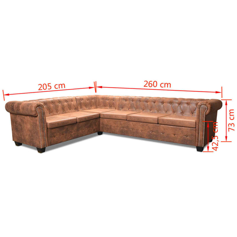 vidaXL Chesterfield Corner Sofa 6-Seater Artificial Leather Black