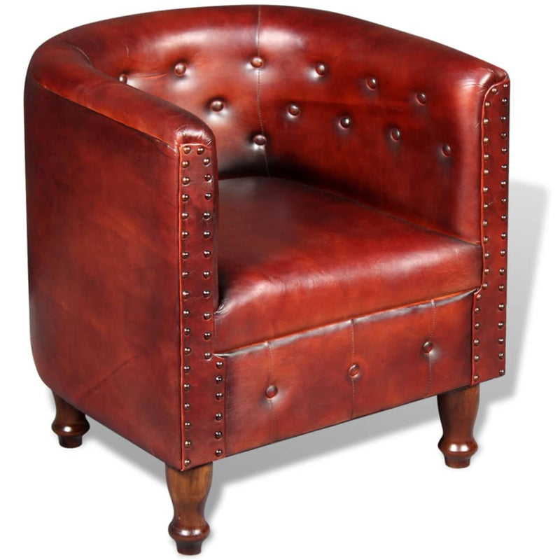 vidaXL Tub Chair Brown Real Leather