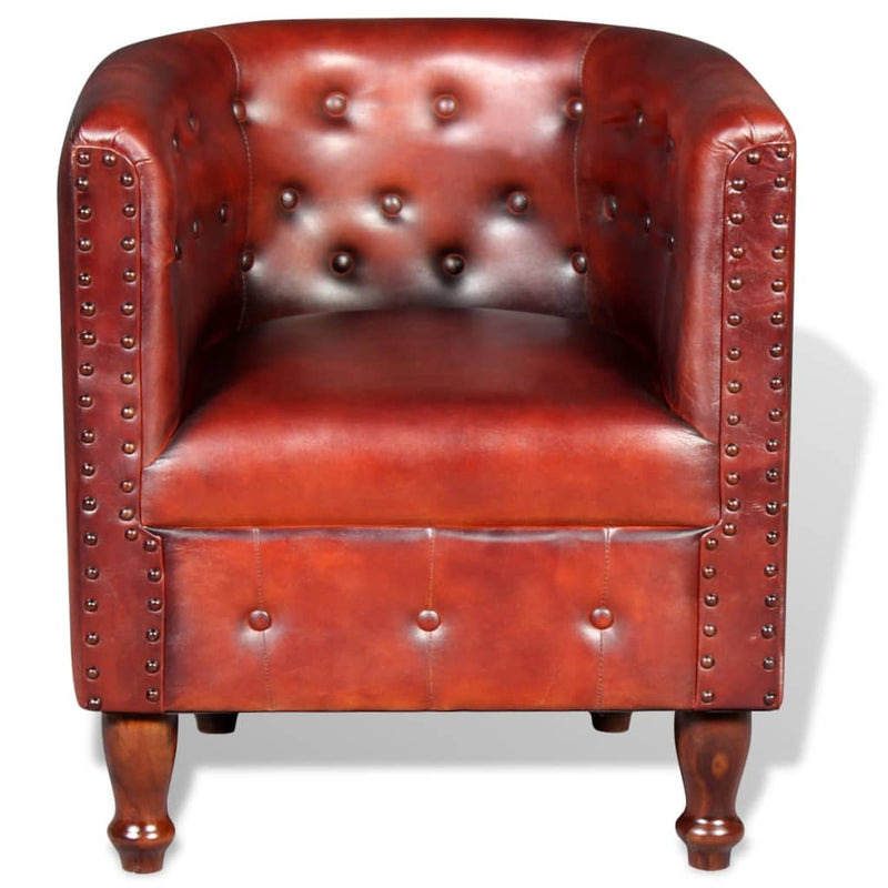 vidaXL Tub Chair Brown Real Leather