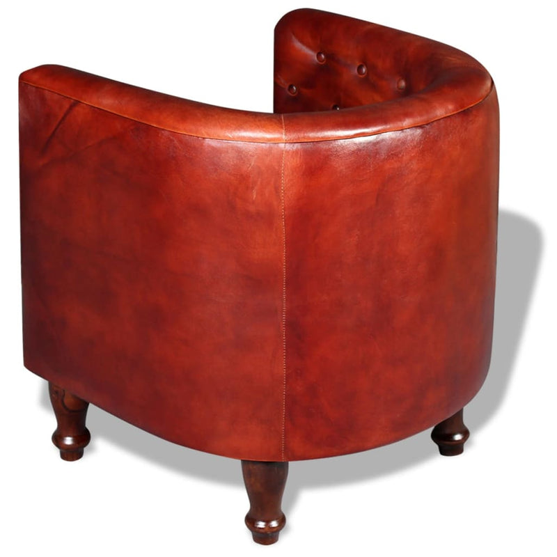 vidaXL Tub Chair Brown Real Leather