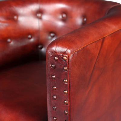 vidaXL Tub Chair Brown Real Leather