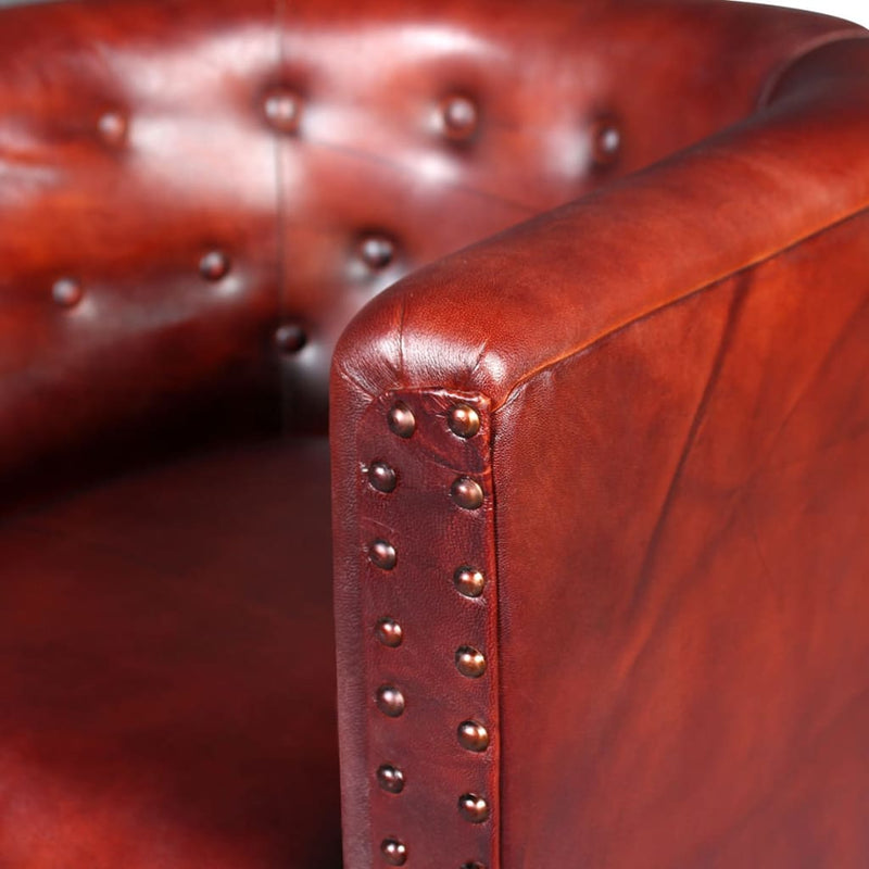 vidaXL Tub Chair Brown Real Leather
