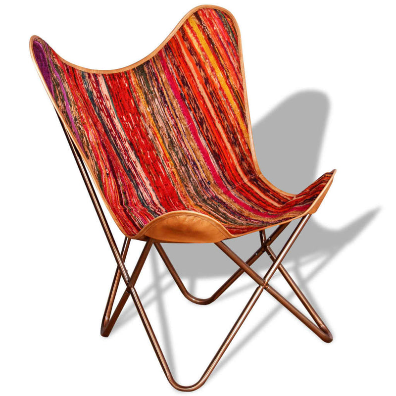 vidaXL Butterfly Chair Multicolour Chindi Fabric