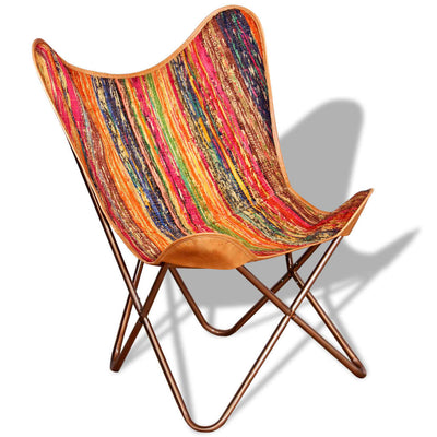 vidaXL Butterfly Chair Multicolour Chindi Fabric
