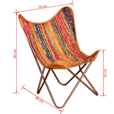 vidaXL Butterfly Chair Multicolour Chindi Fabric