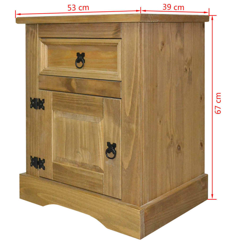 vidaXL Bedside Cabinet Mexican Pine Corona Range 53x39x66 cm