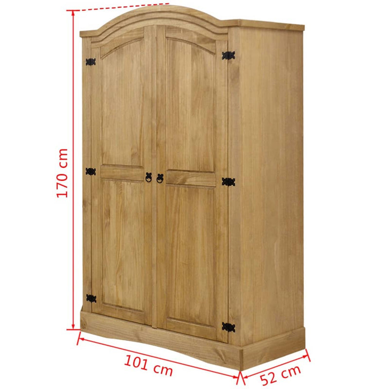 vidaXL Wardrobe Mexican Pine Corona Range 2 Doors