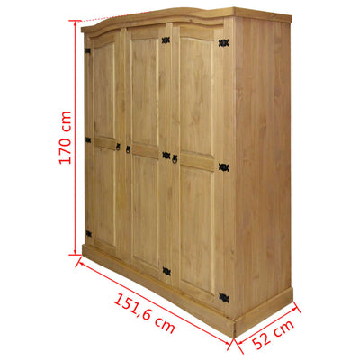 vidaXL Wardrobe Mexican Pine Corona Range 3 Doors