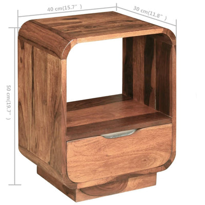 vidaXL Nightstand with Drawer 2 pcs Solid Sheesham Wood 40x30x50 cm