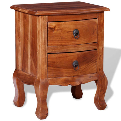 vidaXL Nightstand with Drawers Solid Acacia Wood