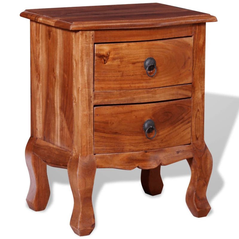 vidaXL Nightstand with Drawers Solid Acacia Wood