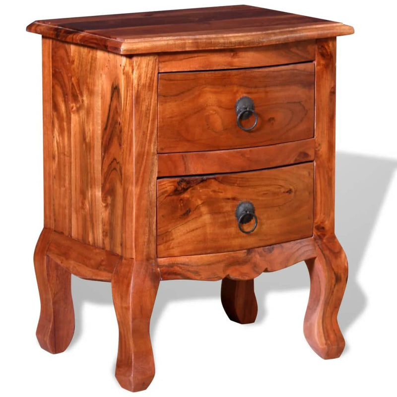 vidaXL Nightstand with Drawers Solid Acacia Wood