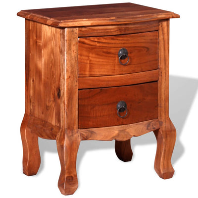 vidaXL Nightstand with Drawers Solid Acacia Wood