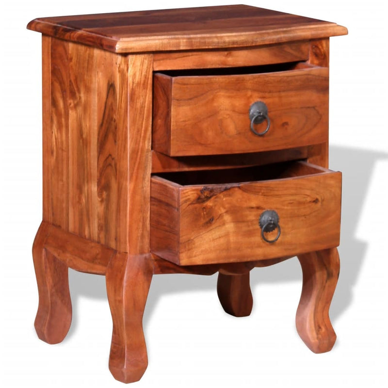 vidaXL Nightstand with Drawers Solid Acacia Wood