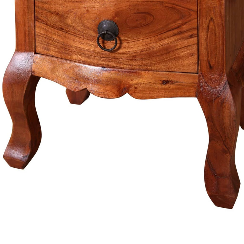 vidaXL Nightstand with Drawers Solid Acacia Wood