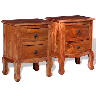 vidaXL Nightstands with Drawers 2 pcs Solid Acacia Wood