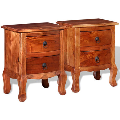 vidaXL Nightstands with Drawers 2 pcs Solid Acacia Wood