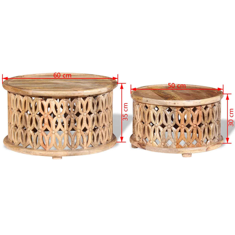 vidaXL Two Piece Coffee Table Set Solid Mango Wood