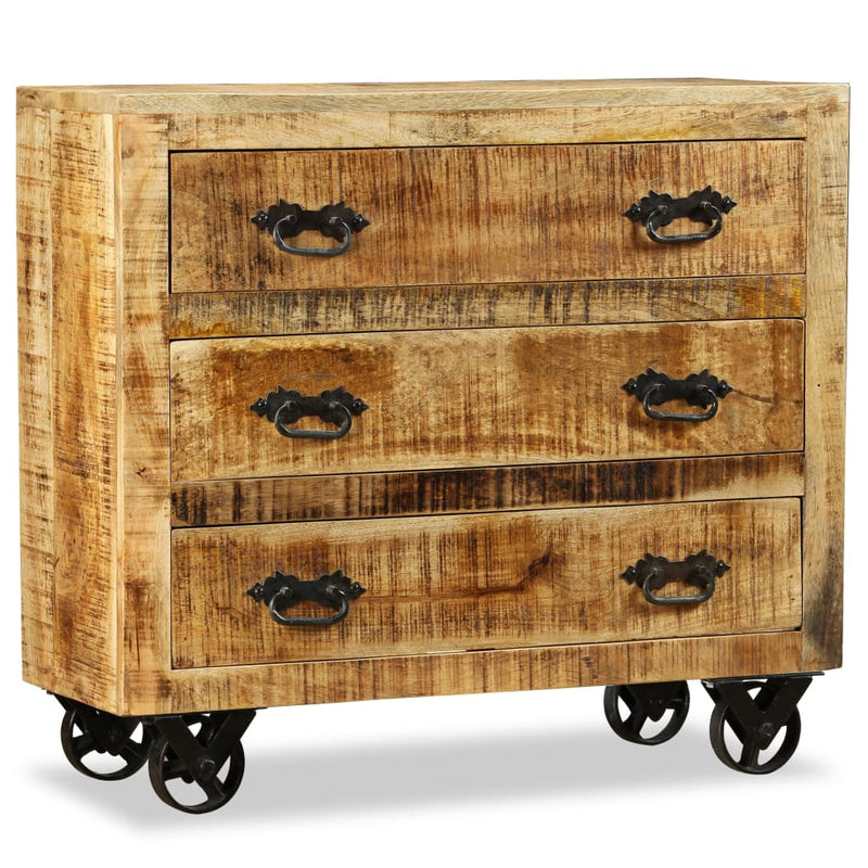 vidaXL Sideboard with 3 Drawers Rough Mango Wood