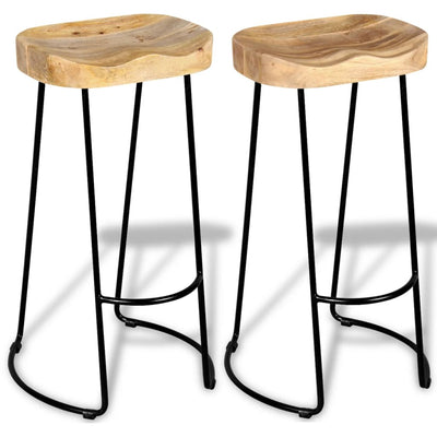 vidaXL Bar Stools 2 pcs Solid Mango Wood