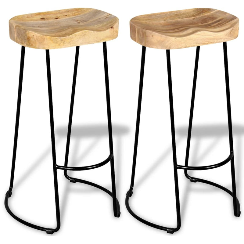 vidaXL Bar Stools 2 pcs Solid Mango Wood