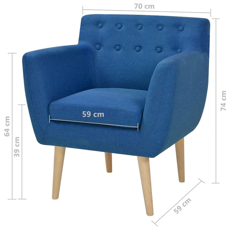 vidaXL Armchair Blue Fabric