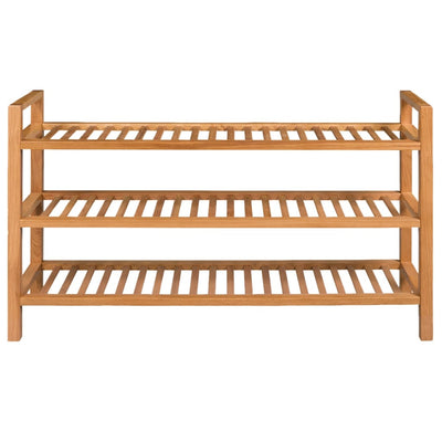 vidaXL Shoe Rack with 3 Shelves 100x27x60 cm Solid Oak Wood