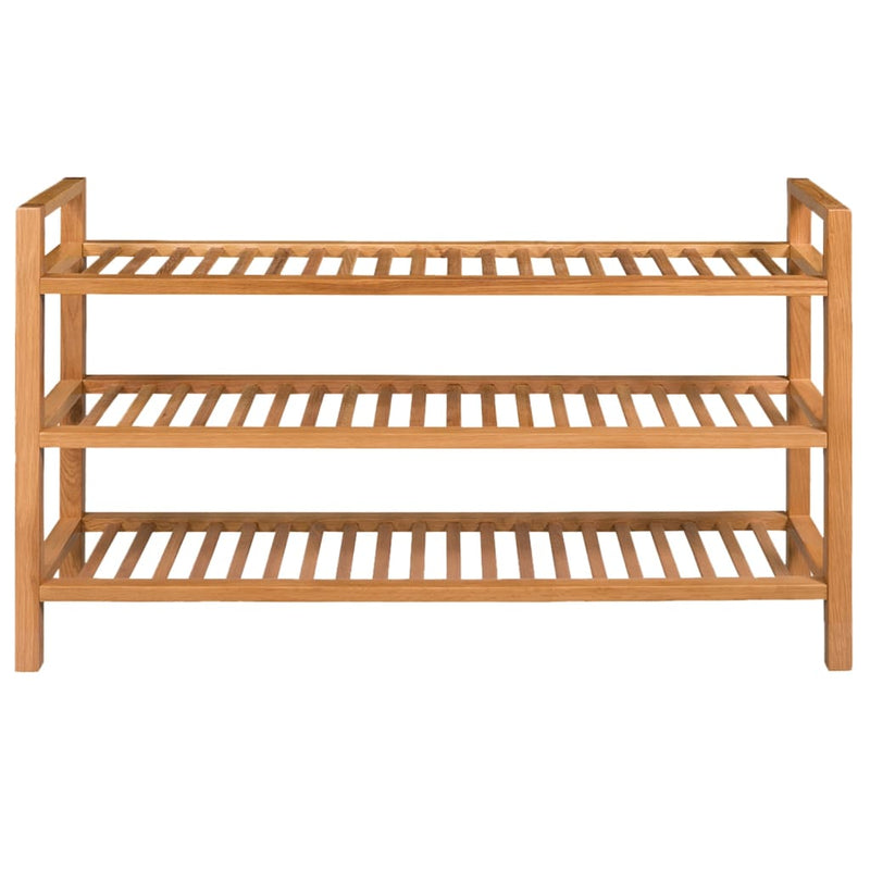 vidaXL Shoe Rack with 3 Shelves 100x27x60 cm Solid Oak Wood