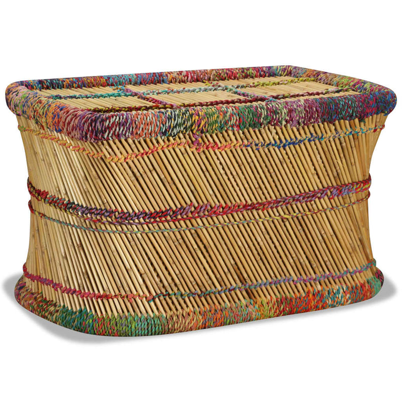 vidaXL Coffee Table Bamboo with Chindi Details Multicolour