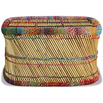 vidaXL Coffee Table Bamboo with Chindi Details Multicolour
