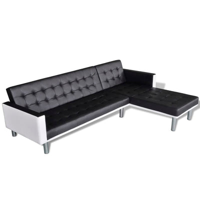 vidaXL L-shaped Sofa Bed Faux Leather White