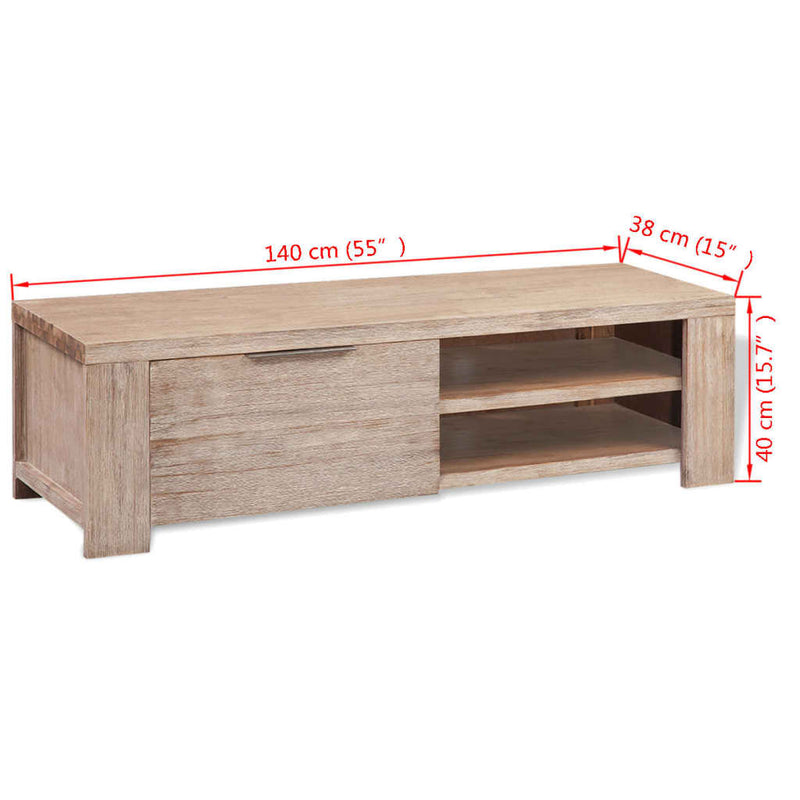 vidaXL TV Cabinet Solid Brushed Acacia Wood 140x38x40 cm