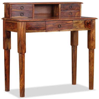 vidaXL Writing Desk with 5 Drawers Solid Sheesham Wood 90x40x90 cm